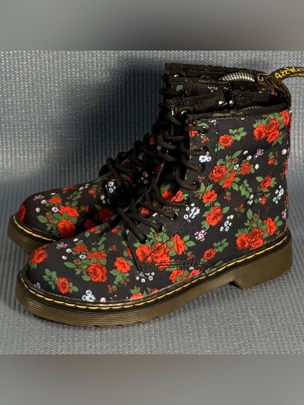 Dr. Martens Delaney Floral Combat Boots Kid’s Size 3